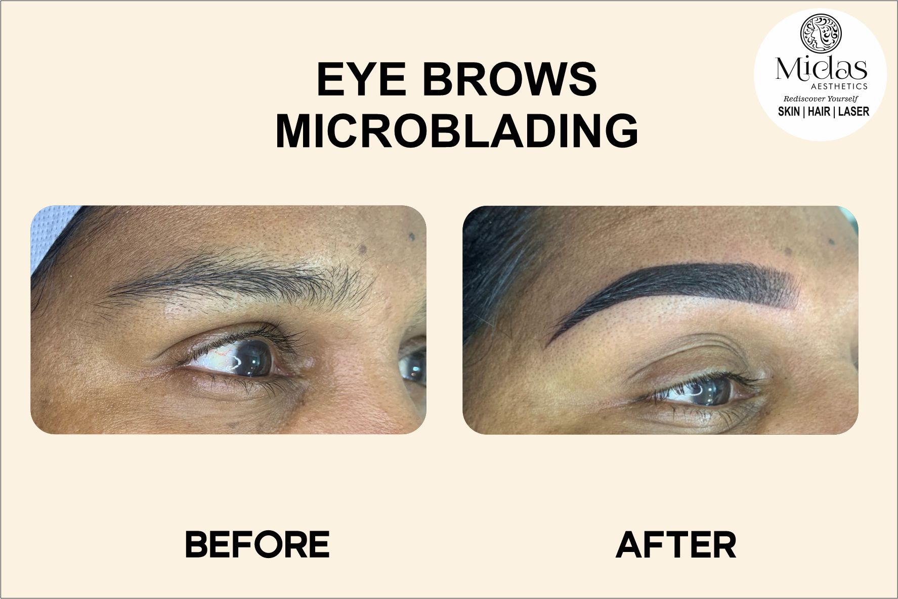 Eye brows Microblading before and after images