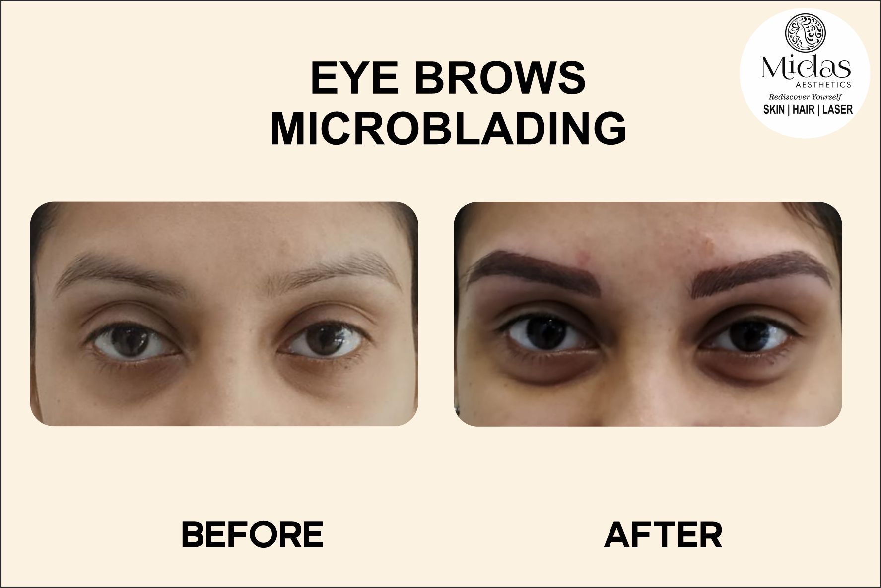 Eye brows Microblading, before and after images